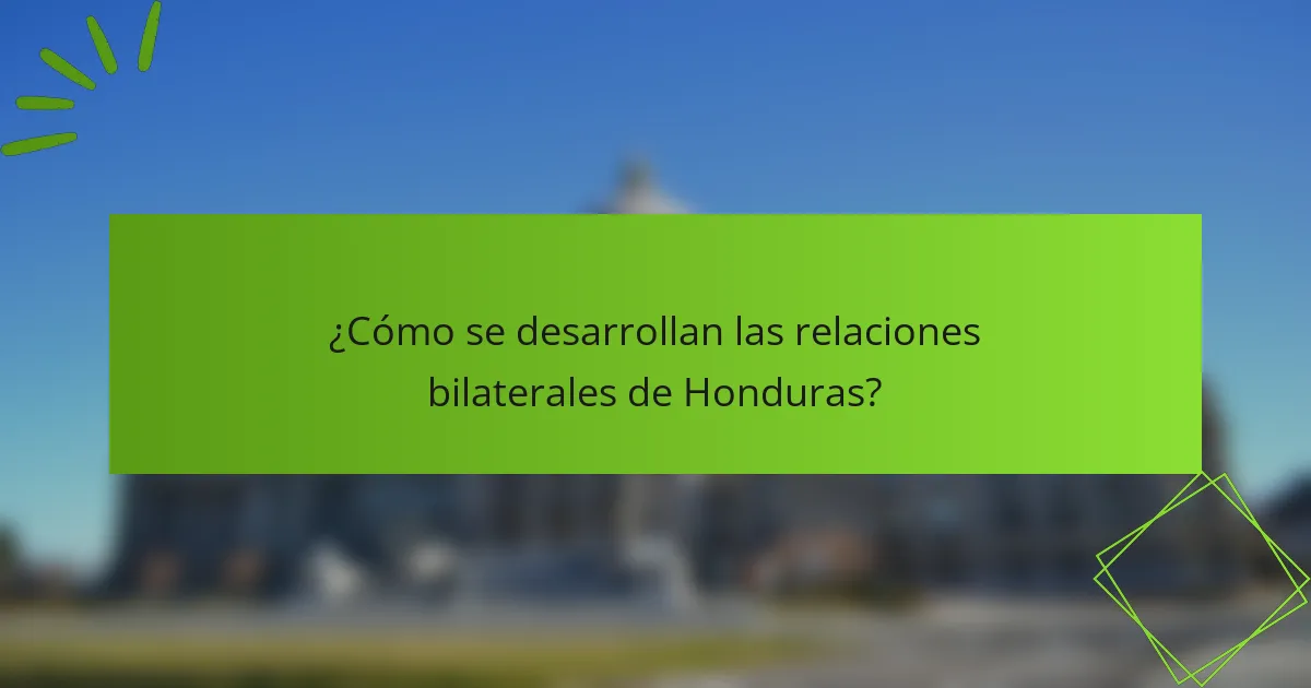 ¿Cómo se desarrollan las relaciones bilaterales de Honduras?