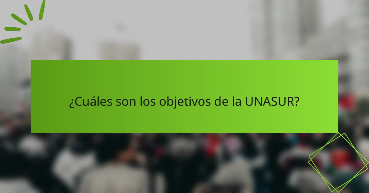 ¿Cuáles son los objetivos de la UNASUR?